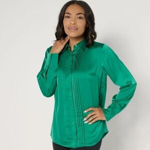 Beautiful by Lawrence Zarian Shirt Size Large Button Front Pintuck